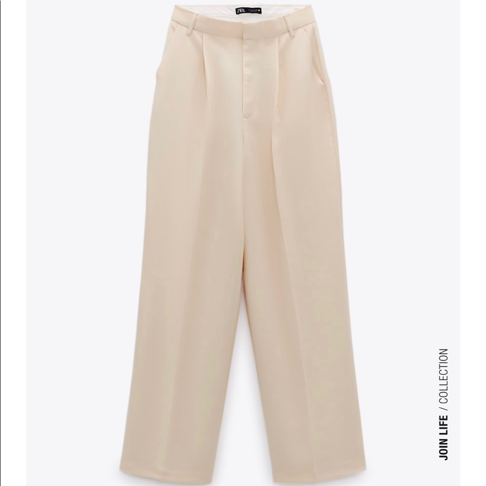 Zara Cream Linen Pants Size Small